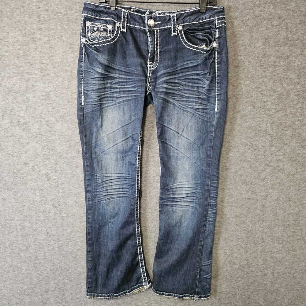 LA Idol Womens Jeans 13‎ 35X34 (Measures 34x27) RhineStone Embelished Y2K USA